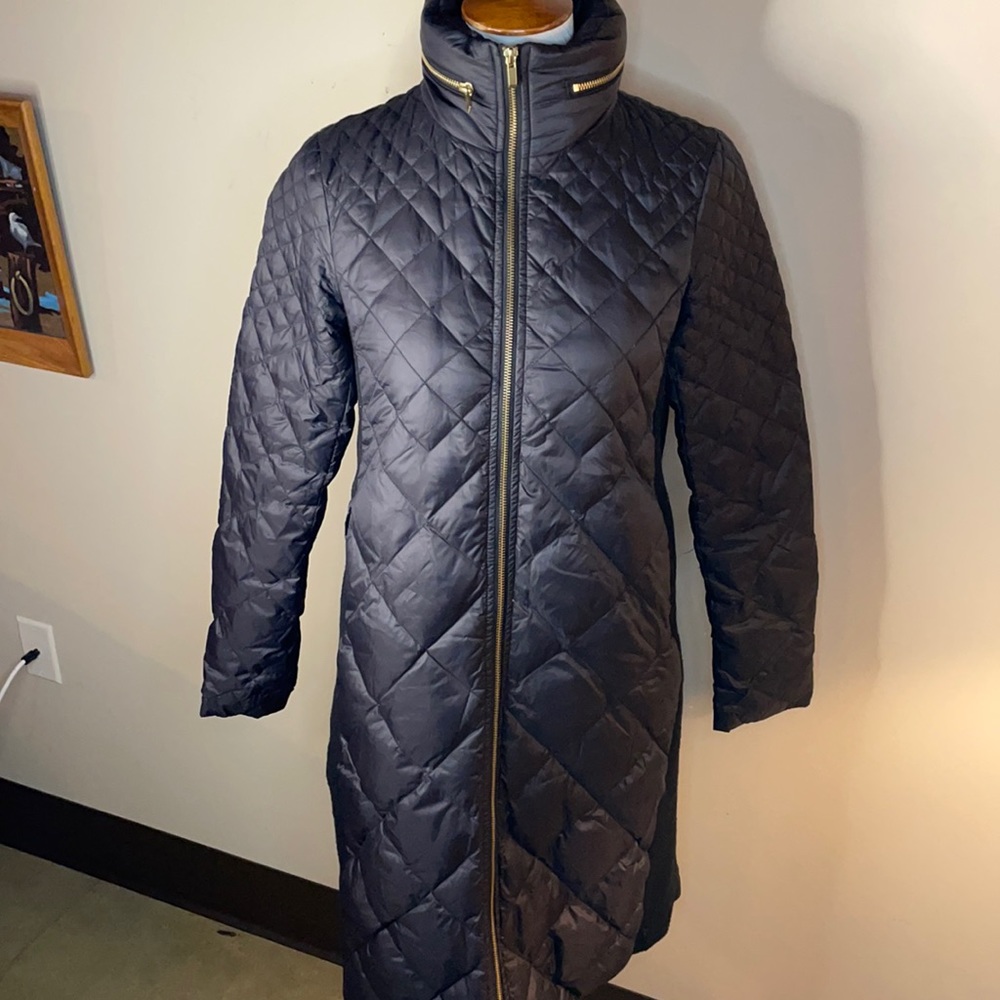 SERAPHINE MATERNITY full zip Puffer(down & feather)COAT SIZE 4 retractable hood
